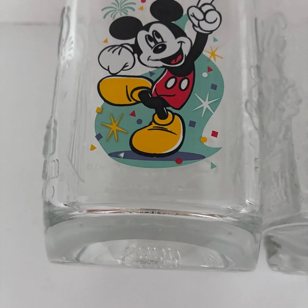 Set of 2 Vintage Disney Millenium 2000 Walt Disney World Commemorative Glasses